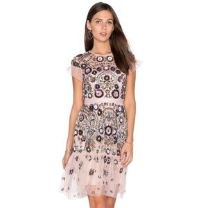 NWT Needle & Thread Dress Enchanted Lace Knee Length in Jordan Pink Embellished